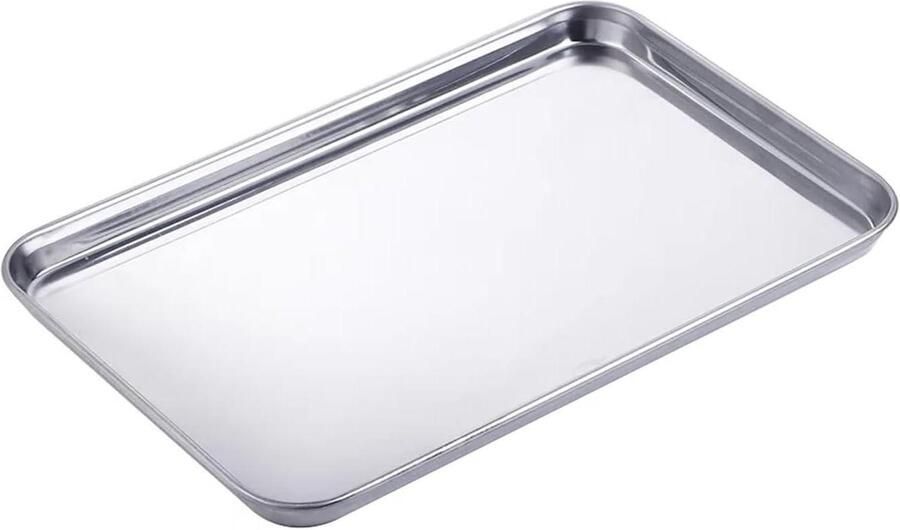 Bakplaat Roestvrij Staal Ovenplaat Gebak Bakken en Braden Antiaanbaklaag 35 x 25 x 15 cm Zilver