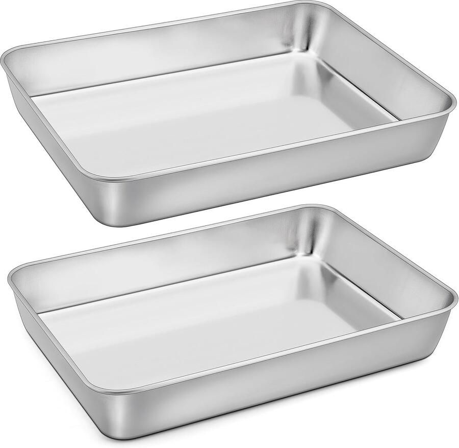 Bakplaat Roestvrij Staal Ovenschaal Set Bakken en Braden Set van Twee Stuks 316 x 247 cm