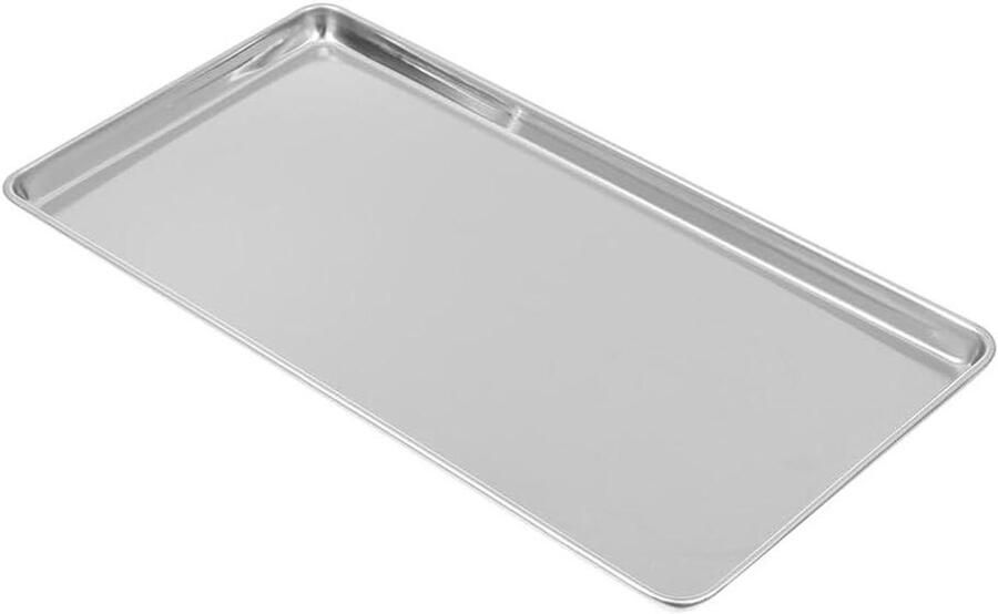 Bakplaat Roestvrij Staal Serveerschaal Oven Eten Serveren Vaatwasserbestendig 34.5 x 21.5 cm Zilver