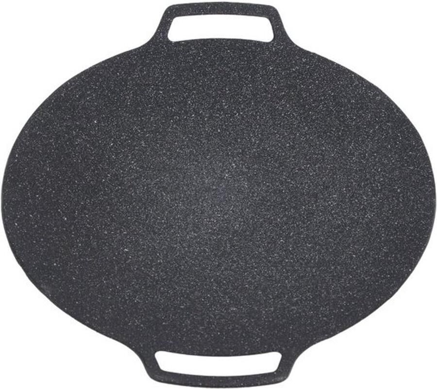 Bakplaat Ronde grillpanplaat Barbecue voor picknicks Antiaanbaklaag 33 cm Zwart