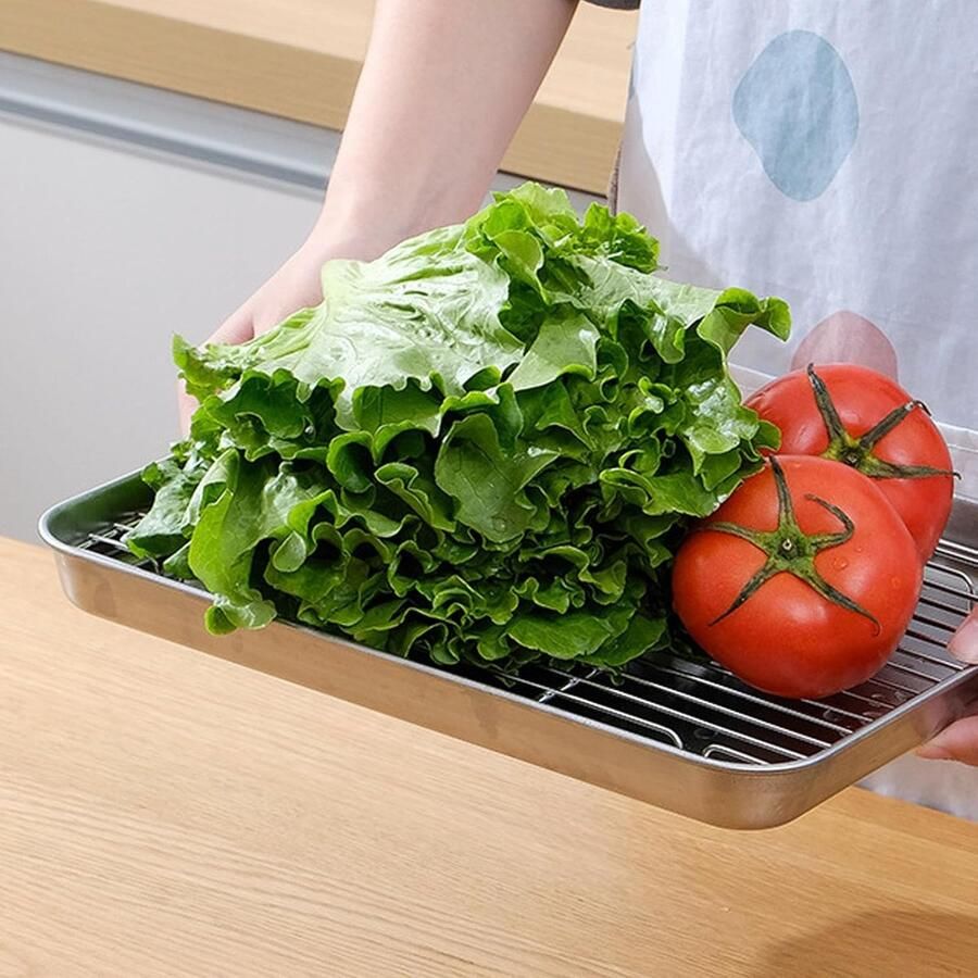 Roestvrijstalen Bakplaat Oven Bakvorm Multifunctioneel Bakken Gemakkelijk Af te Tappen Groot met Rek