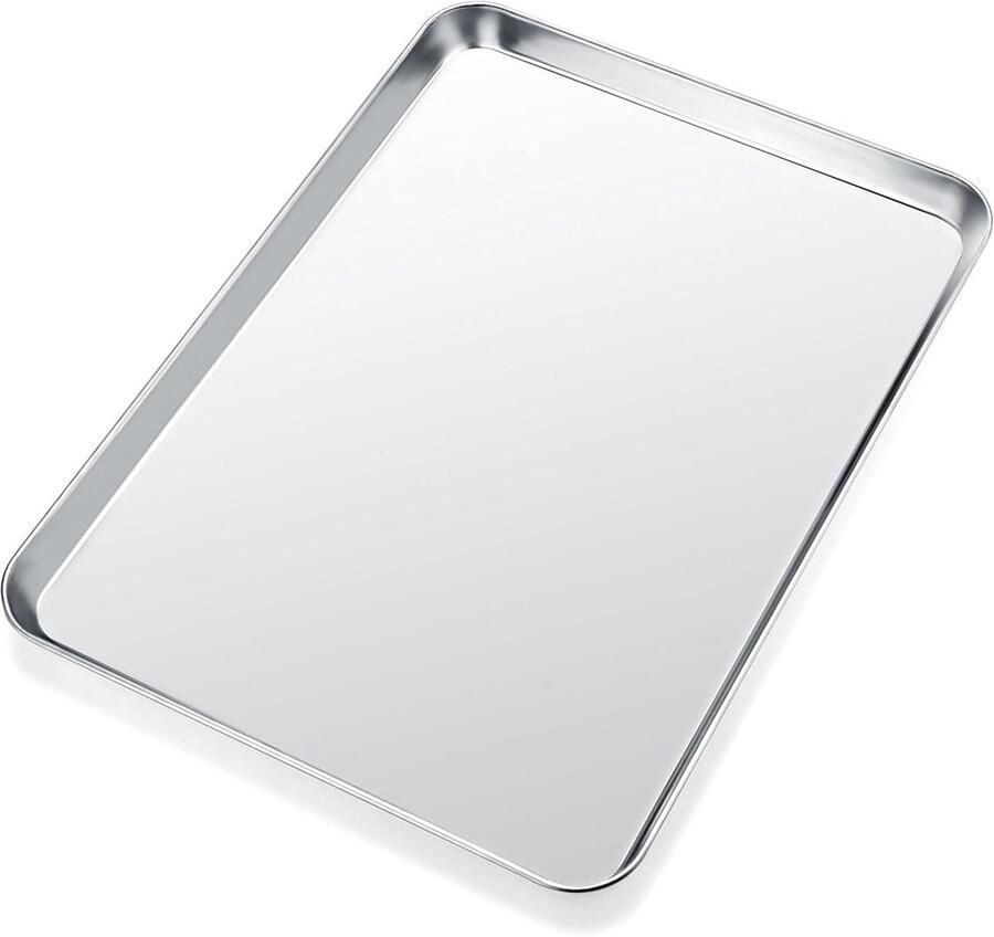 Bakplaat RVS Koekjesvel Oven Heerlijk Bakken Spiegelafwerking 30 x 25 cm Zilverkleurig
