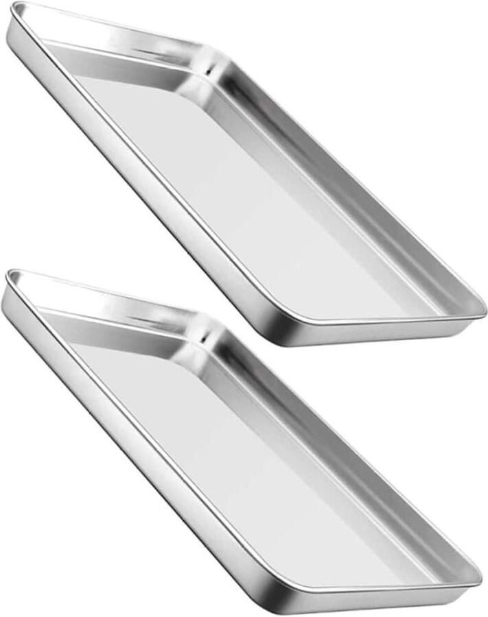 Bakplaat RVS Ovenplaat Bakvorm Bakken en Braden Zonder Antiaanbaklaag 23 x 15 x 1.2 cm Zilver