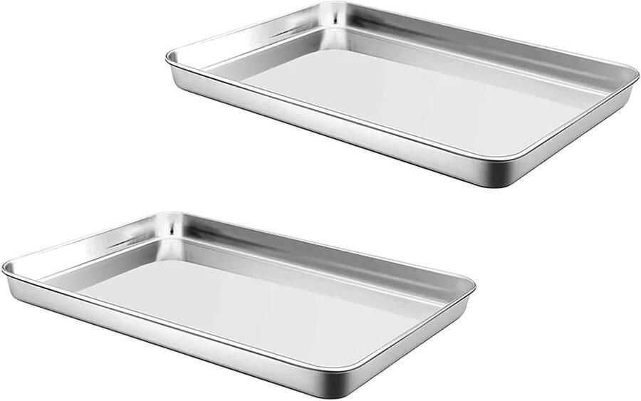 Bakplaat RVS Ovenschaal Bakblik Thuis Koken Niet-klevend Oppervlak 2.54 cm Zilver