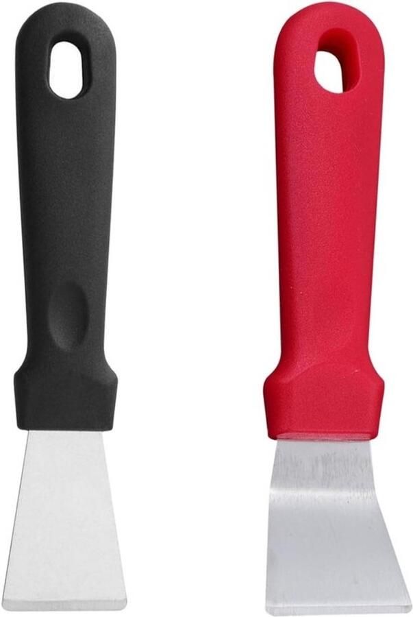 Bakplaat Schraper Grill Spatel Grill Reinigen 2 Delige Set 17.5 cm Rood Zwart