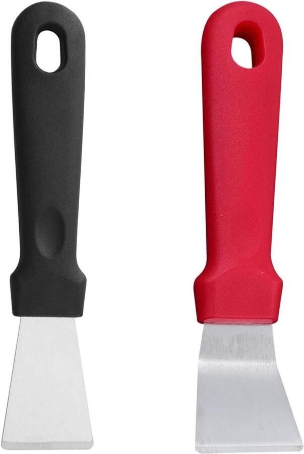 Bakplaat Schraper Grill Spatel Grill Reinigen 2 Delige Set 17.5 cm Rood Zwart