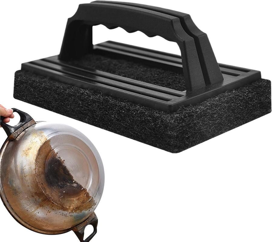 Bakplaat Schuursponsen Grill Borstel Barbecue Reinigen Handzaam Handvat 15.5 x 9.5 cm Grijs