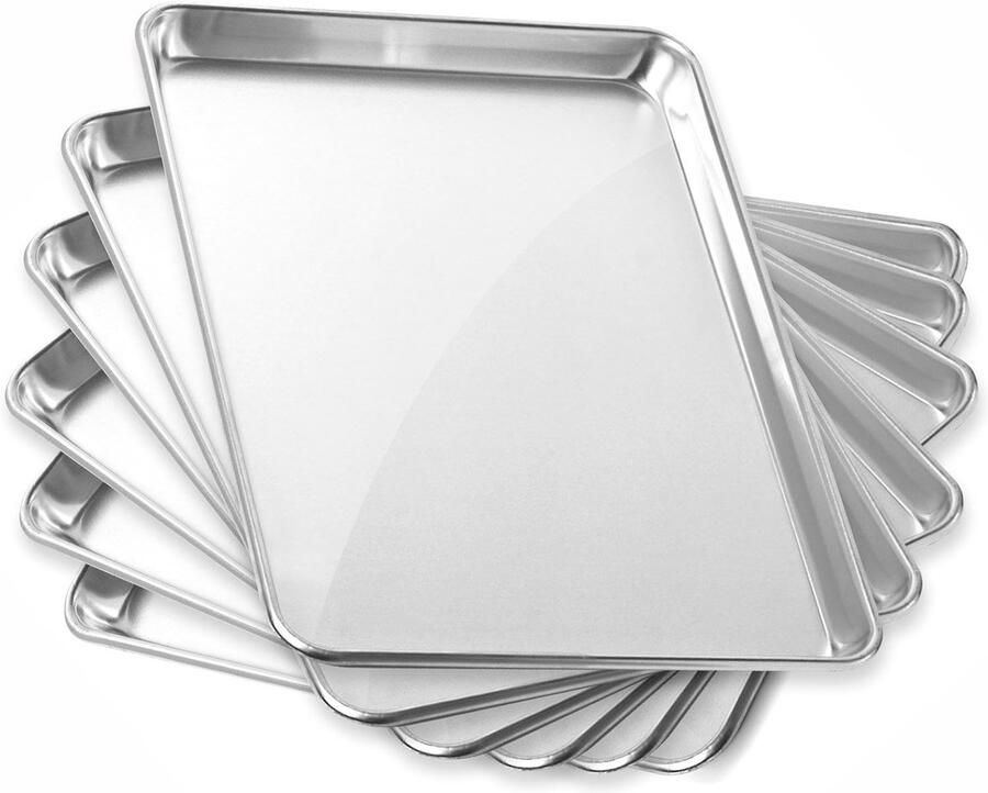 Bakplaat Set Bakvormen Keuken Bakken Thuis Gelijkmatige Warmte 6 Stuks 13x18 Zilver