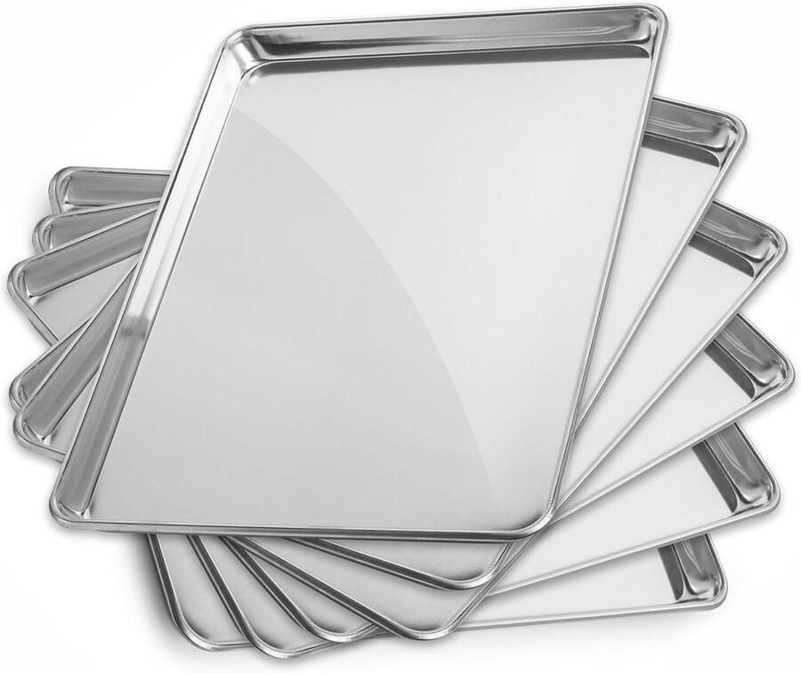 Bakplaat Set Bakvormen Keuken Bakken Thuis Gelijkmatige Warmte 6 Stuks Zilverkleurig