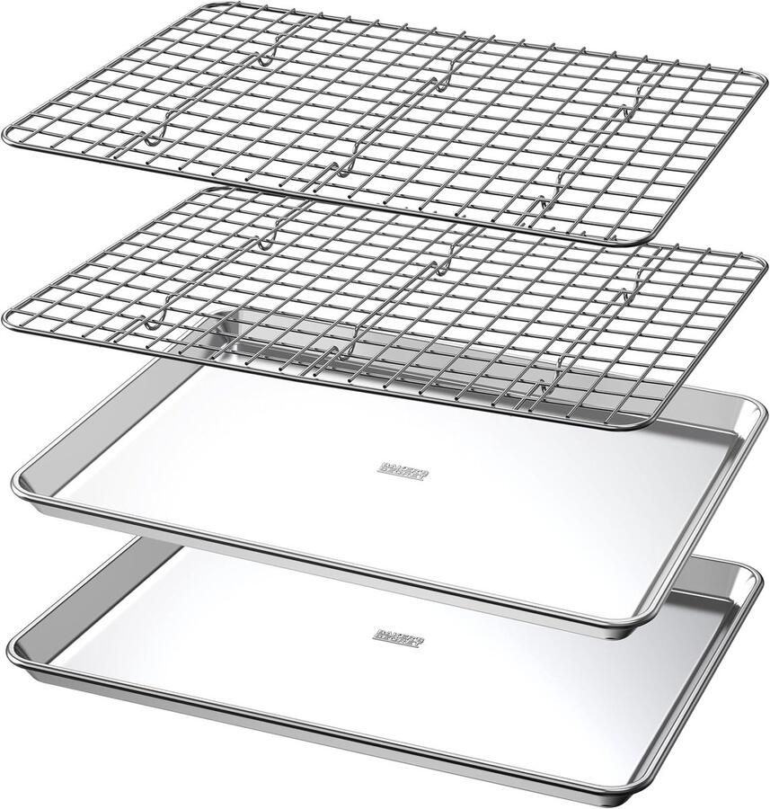 Bakplaat Set Bakvormen Koekjes Bakken Thuis 100% Gerecycled Aluminium 45x33cm Zilver