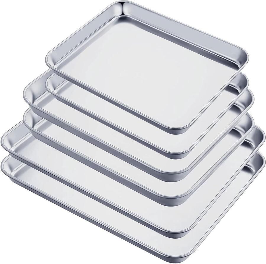 Bakplaat Set Bakvormen Ovenplaten Bakken en Braden Roestvrij Staal 9 10 12 inch Zilver
