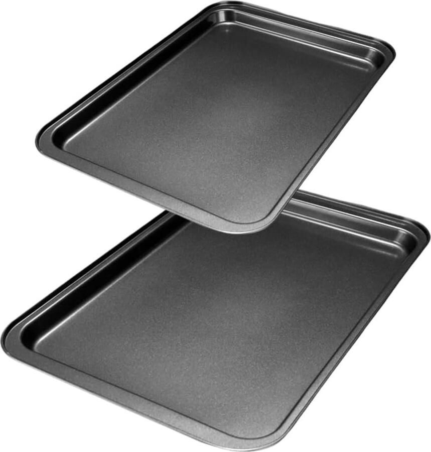 Bakplaat Set Bakvormen Roestvrij Oven Bakken Antiaanbaklaag Dubbel 42.5x28cm en 37.5x25.5cm Zwart