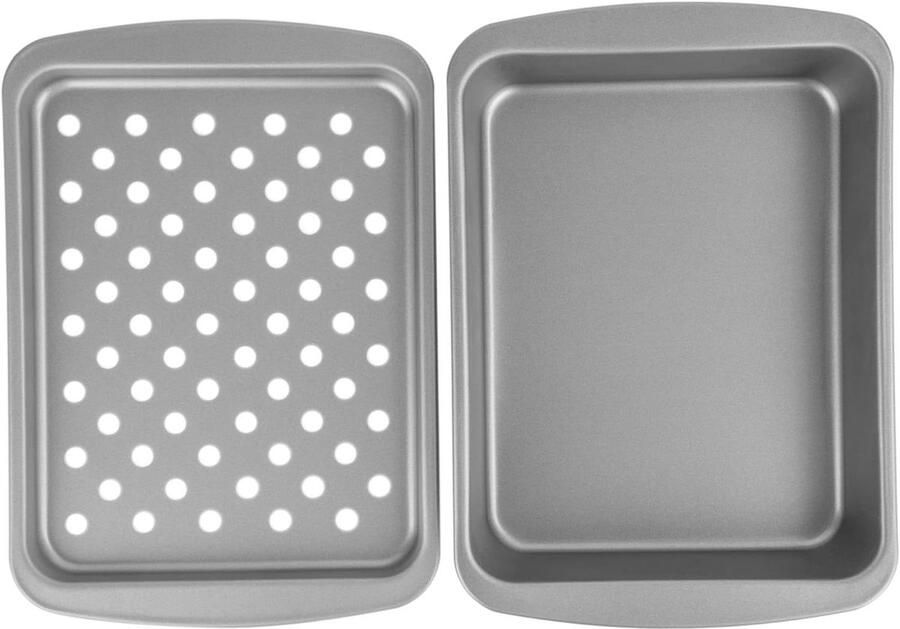 Bakplaat Set Bakvormen Set Kleine Oven Gebruiken Vet Weg Grill Pan 21.5 x 16.5 cm Grijs