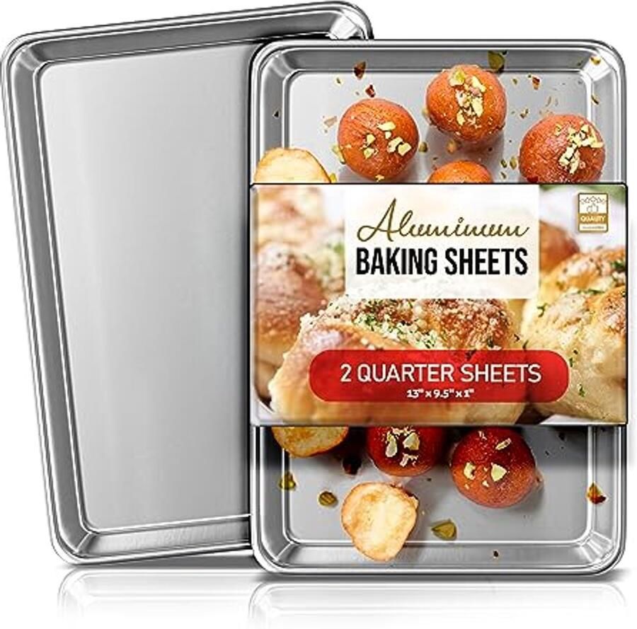 Bakplaat Set Koekjesbladen Bakken in Oven Vervormingsbestendig 2 Stuks 33x24 cm Zilver