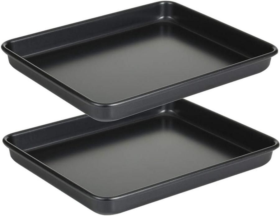 Bakplaat Set Koekjesplaat Bakken en Roosteren Antiaanbaklaag Diep 2 stuks 28x23 cm Grijs