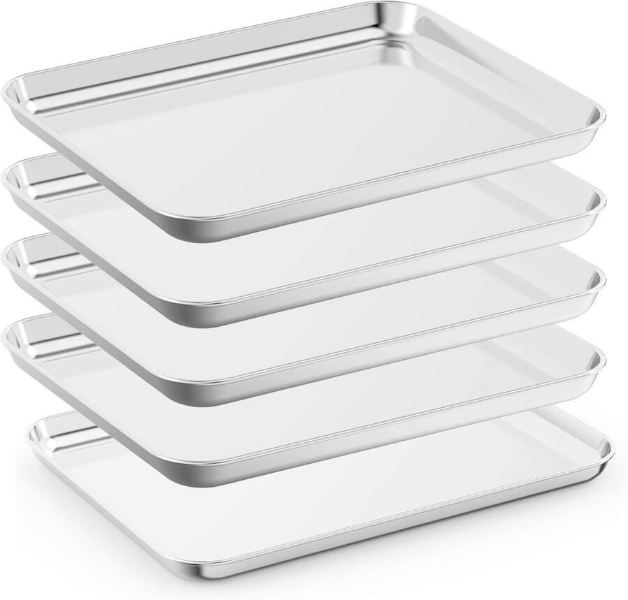 Bakplaat Set Koekjesplaat Broodrooster Bakken Thuis Vaatwasmachinebestendig 406 x 305 cm Zilver