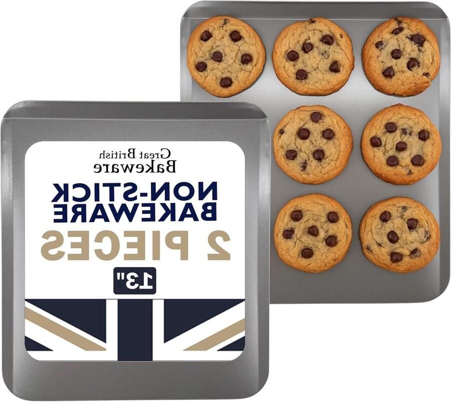 Bakplaat Set Koekjesplaten Bakken en Braden Antiaanbaklaag 33.7 x 30.5 cm Zilver