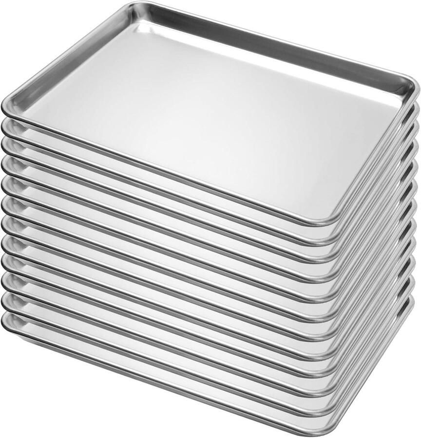Bakplaat Set Oven Pan Aluminium Bakken Brood Cakes NSF Gecertificeerd 12 Stuks 13x18 Inch Zilver