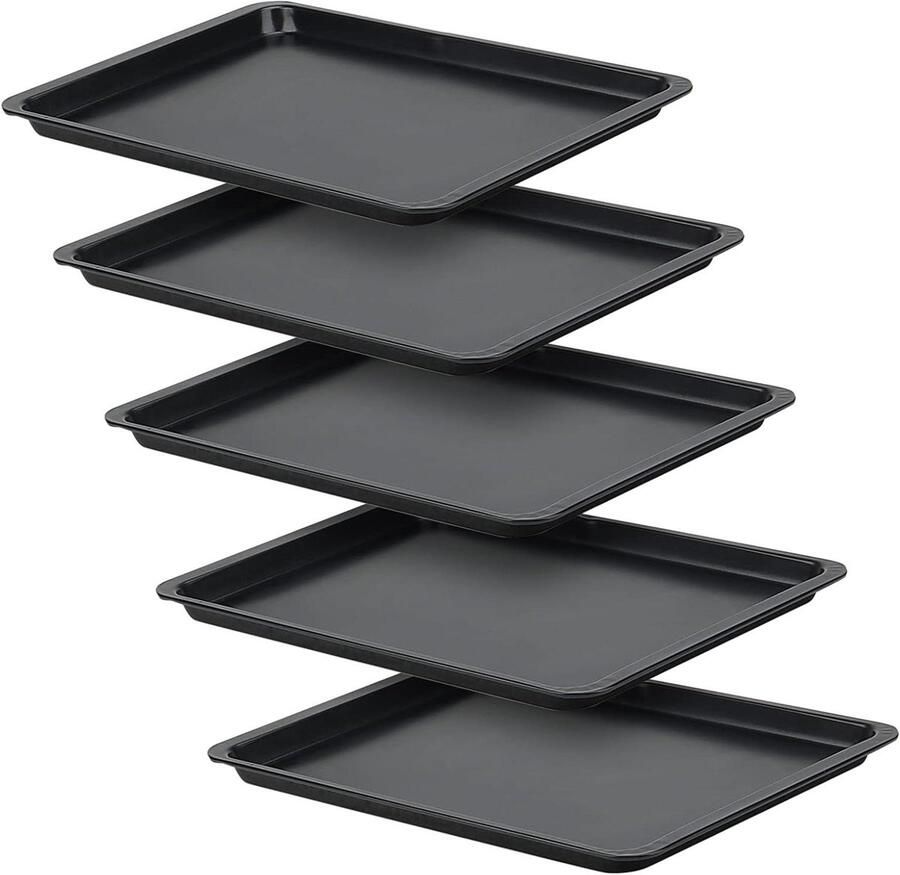 Bakplaat Set Oven Plaat Koekjes Bakken Antiaanbaklaag 5 stuks 37cm Zwart