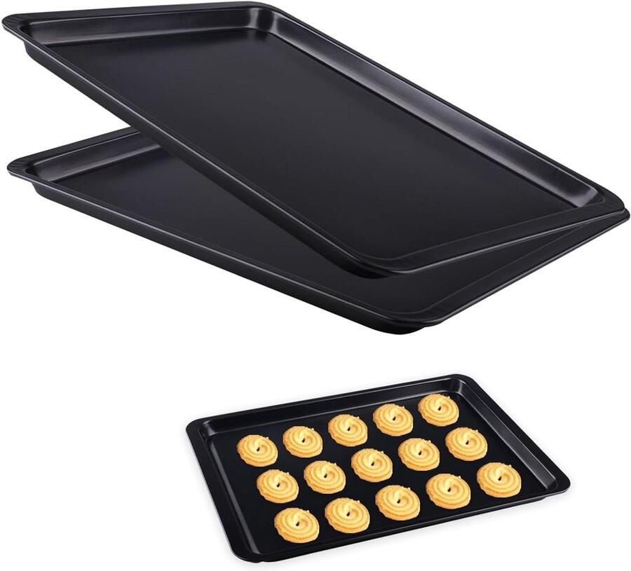 Bakplaat Set Ovenplaat Bakplaat Bakken en Braden Antiaanbaklaag 37 x 255 cm Zwart