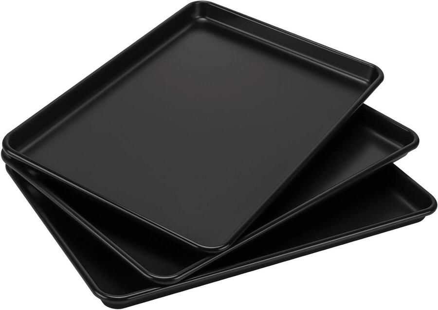 Bakplaat Set Ovenplaat Bakvorm Bakken en Braden Anti-aanbaklaag 39.5 x 27 x 2.5 cm Zwart