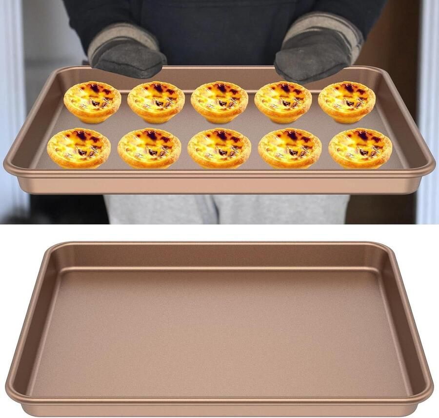 Bakplaat Set Ovenplaat Koekjes Bakken en Braden Non-stick Coating 32 x 27 x 2.5 cm Zwart
