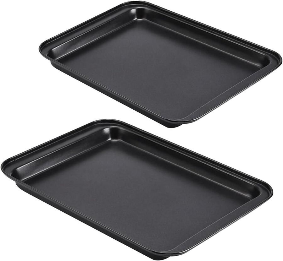 Bakplaat Set Ovenplaten Bakken en Koken Roestbestendig Koolstofstaal 2 Maten Zwart