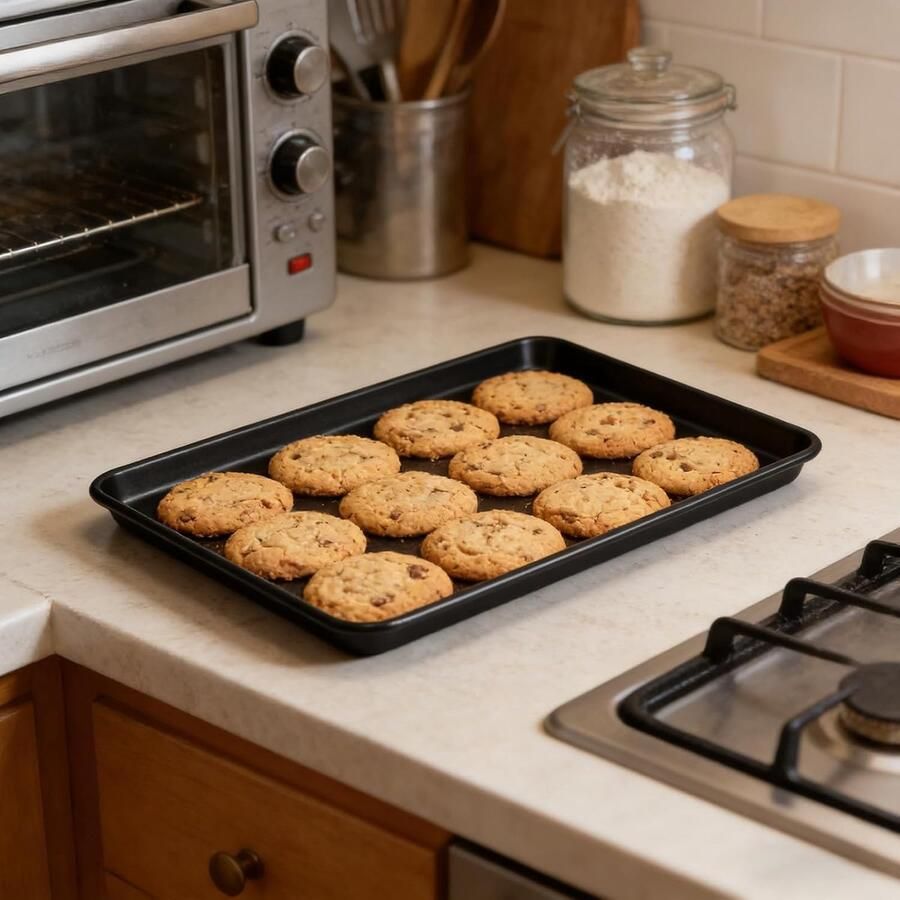 Bakplaat Set Ovenplaten Bakvormen Bakken en Braden Antiaanbaklaag 39.5 x 27 x 2.5 cm Zwart