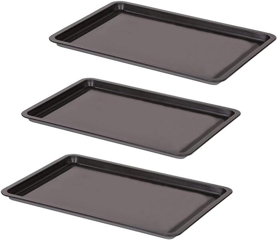 Bakplaat Set Ovenschaal Koekjeslade Bakken en Braden Anti-aanbaklaag 32x23 cm Grijs
