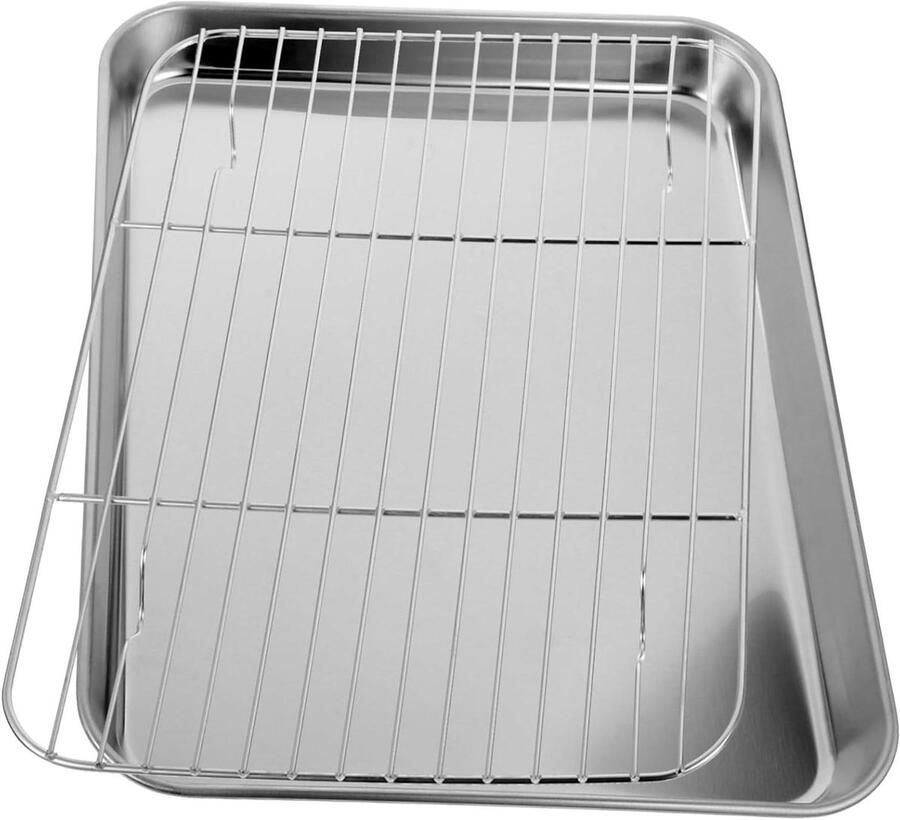 Bakplaat Set Ovenschaal met Rek Dagelijks Bakken Roestvrij Staal 26.50X20.50X2.50CM Zilver