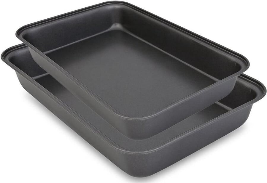 Bakplaat Set Ovenschaal Rechthoekig Vlees Vis Bakken Premium Anti-Aanbak Set van 2 Grijs