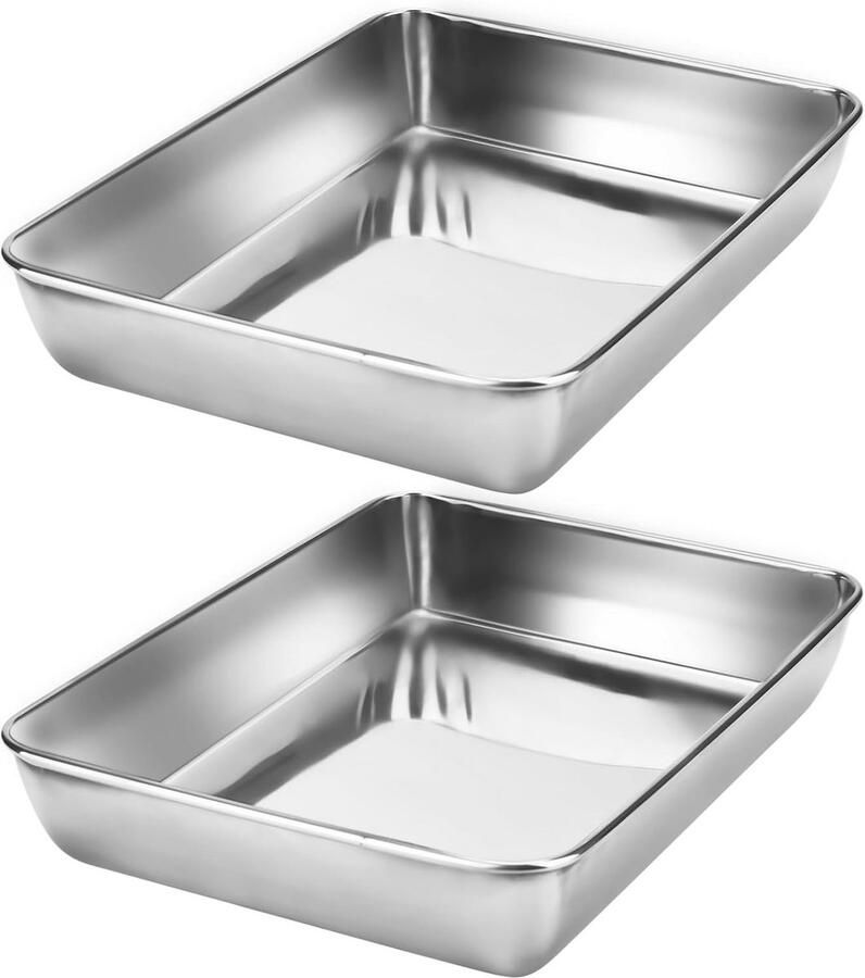 Bakplaat Set Ovenvormen Bakken en braden Roestvrij staal 30 x 24 x 5 cm Zilver