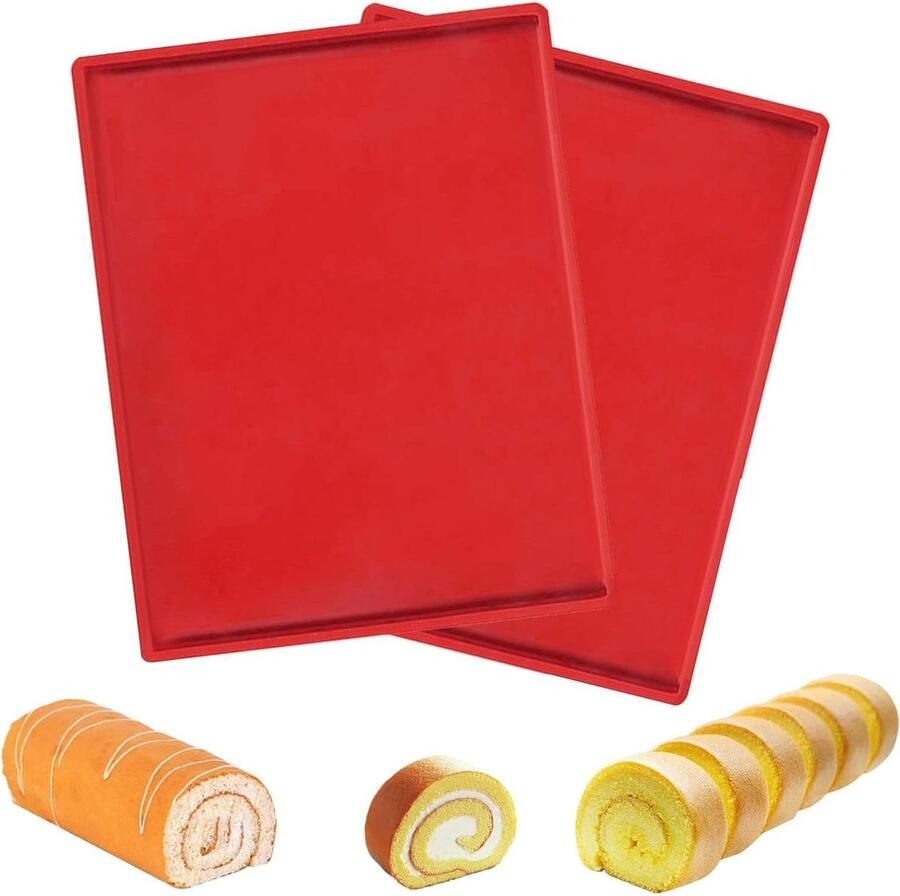 Bakplaat Set Siliconen Mat Koekjes Bakken Antiaanbaklaag 30x25 cm Rood