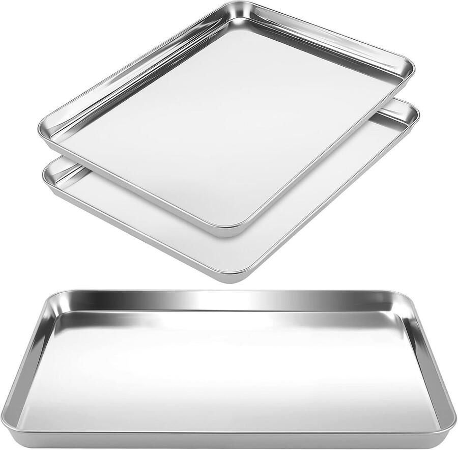 Bakplaat Set Taartvorm Plaat Bakken Keuken Roestvrij Staal 40x30 cm Zilver