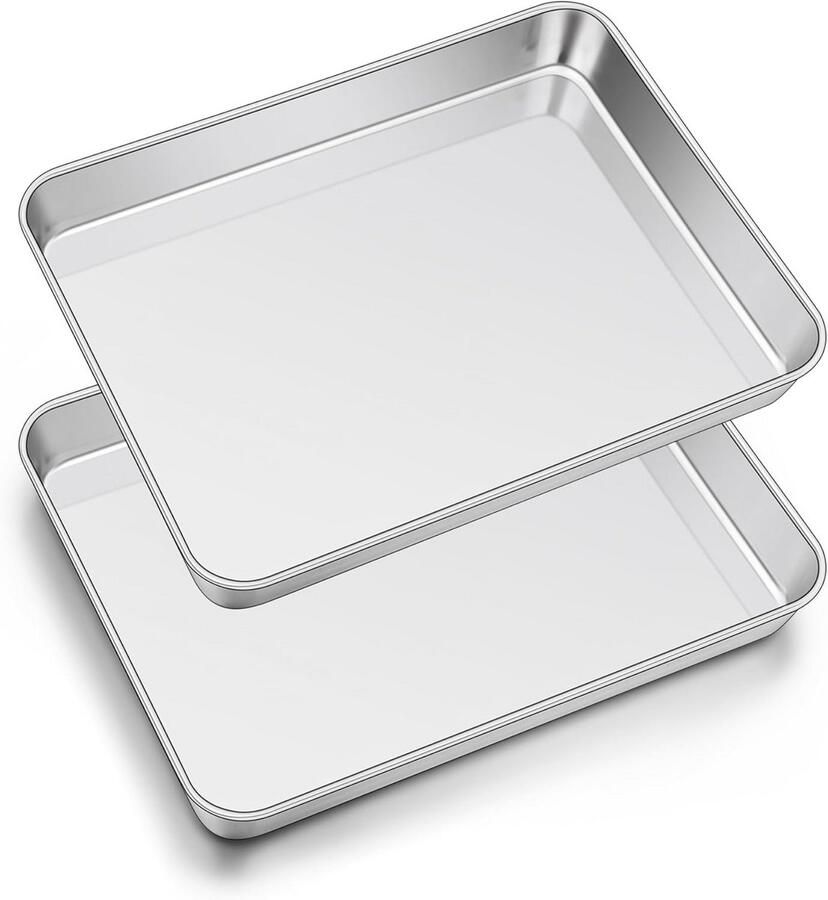 Bakplaat Set van 2 Roestvrijstalen Rechthoekige Bak- en Ovenplaat Digitale Keuken Accessoire voor Gezond Koken