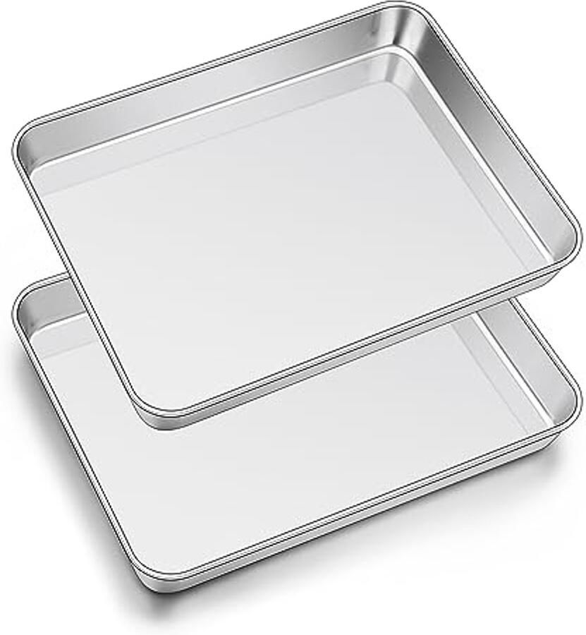 Bakplaat Set van 2 Roestvrijstalen Rechthoekige Bak- en Ovenplaat Digitale Keuken Accessoire voor Gezond Koken