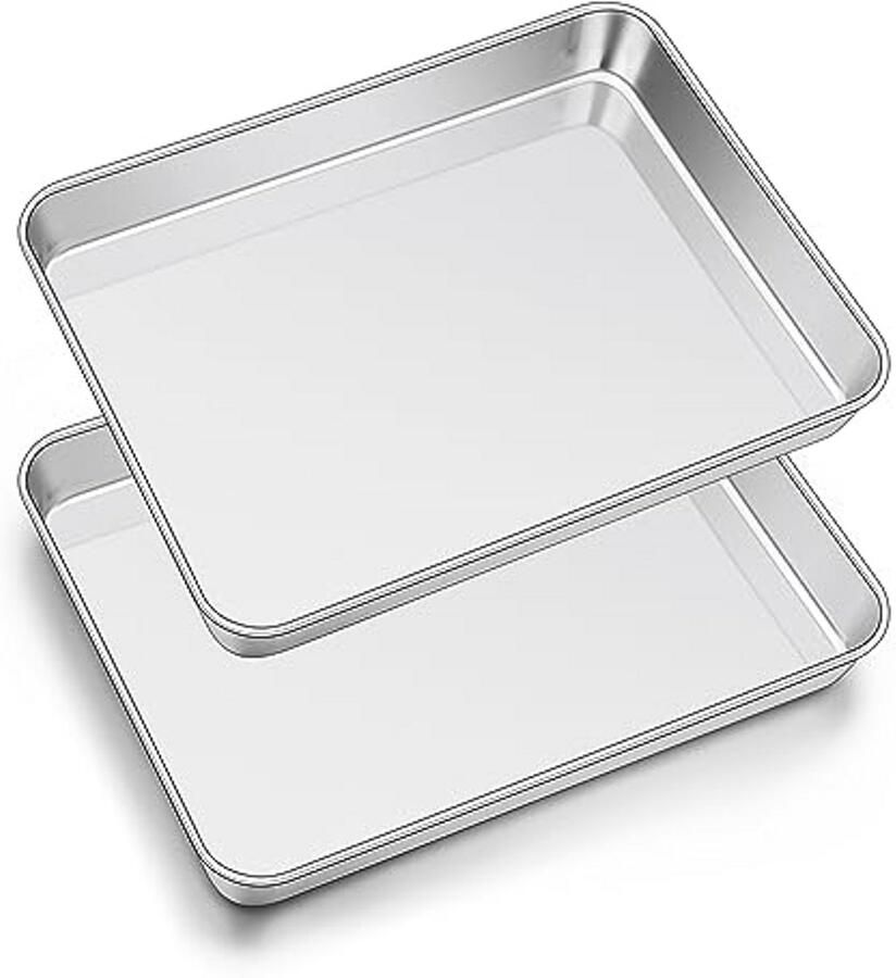 Bakplaat Set van 2 Roestvrijstalen Rechthoekige Bak- en Ovenplaat Digitale Keuken Accessoire voor Gezond Koken