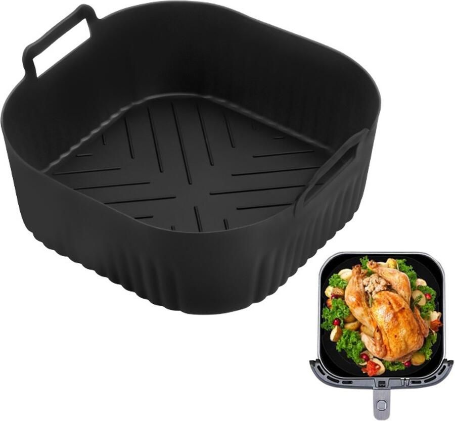 Bakplaat siliconen airfryer-inzetstukken geschikt voor Philips Airfryer 2000 Series NA229 00 20*7.5cm BPA-vrije airfryer-accessoires vaatwasmachinebestendige inzetstukken zwart