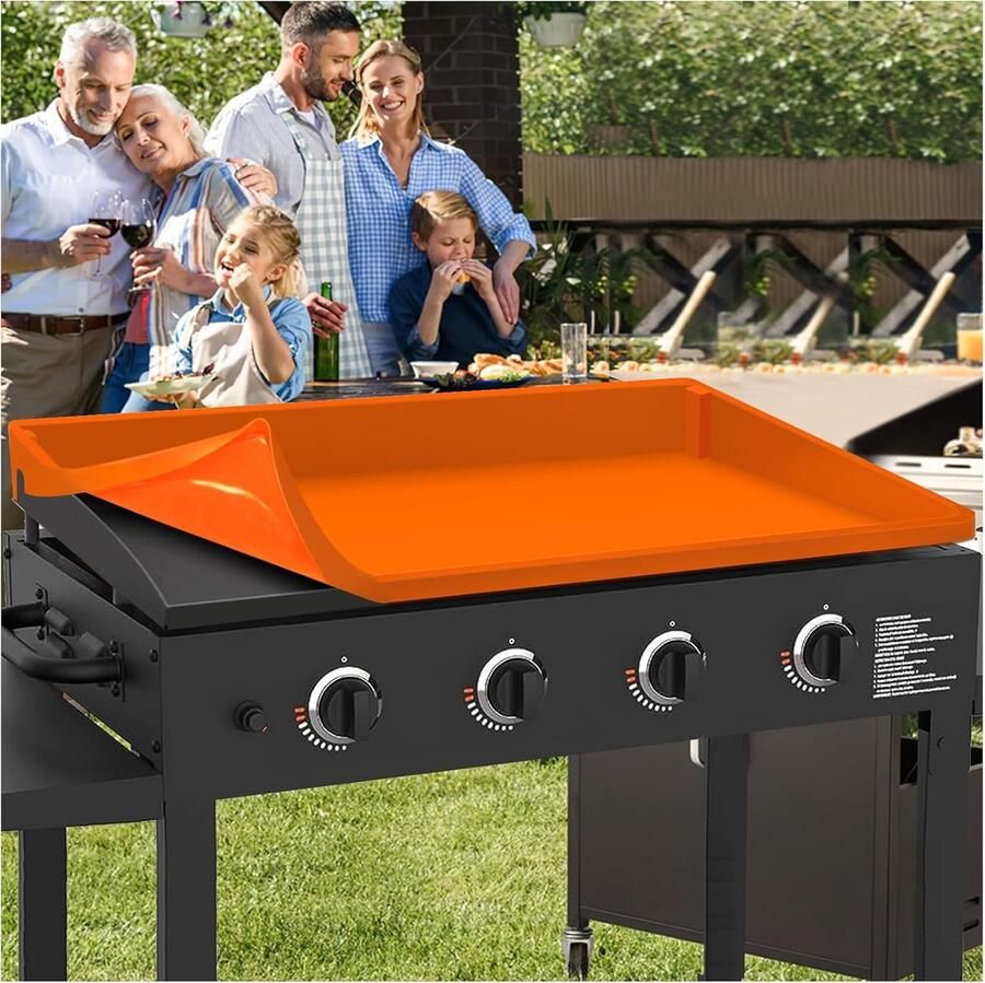 Bakplaat Siliconen Mat Grill Deksel Buiten Koken Food Grade Bescherming 91 x 55 cm Oranje