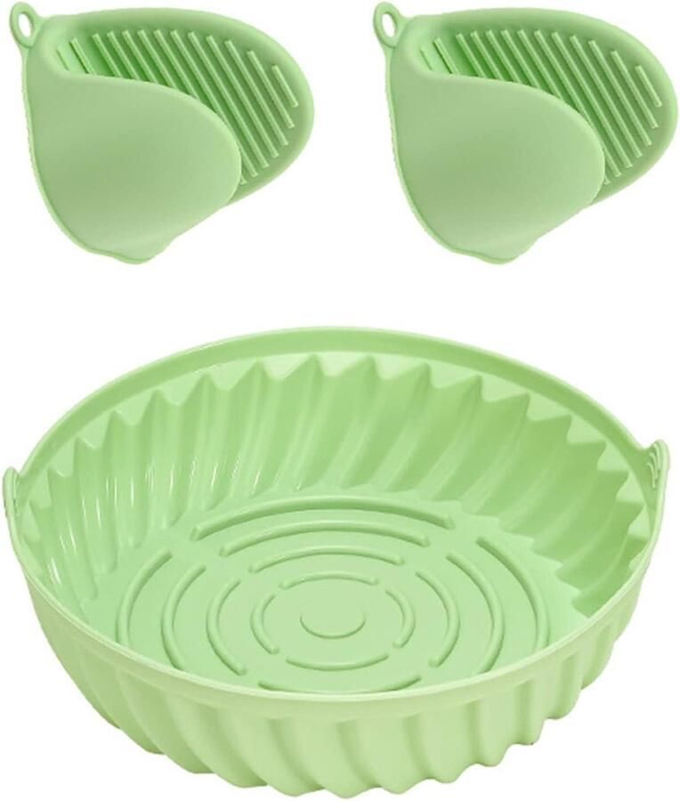 Bakplaat Siliconen Pot Air Accessoires Veilig Bakken Uniek Olie Afvoer Ontwerp 19cm of 22cm Grijs