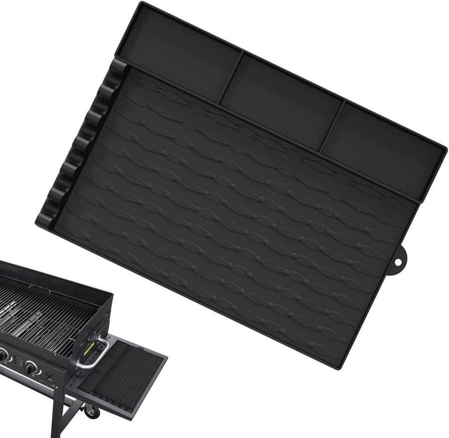 Bakplaat Spatel Houder Siliconen Mat Outdoor Koken Hittebestendig Ontwerp 42.5 x 29.8 cm Zwart