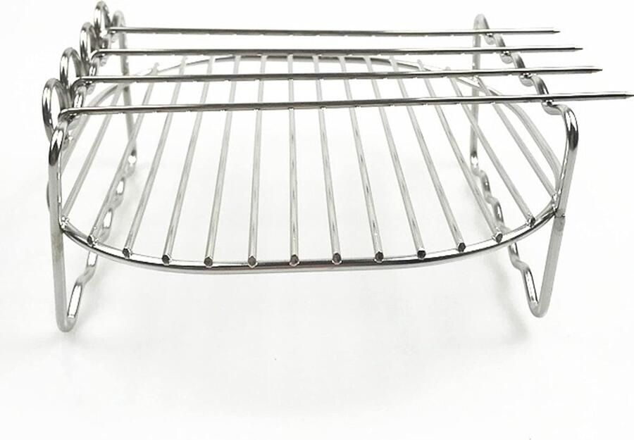 Grill Rek BBQ Houder Barbecue Accessoire Dubbel 18 x 7 cm Zilver