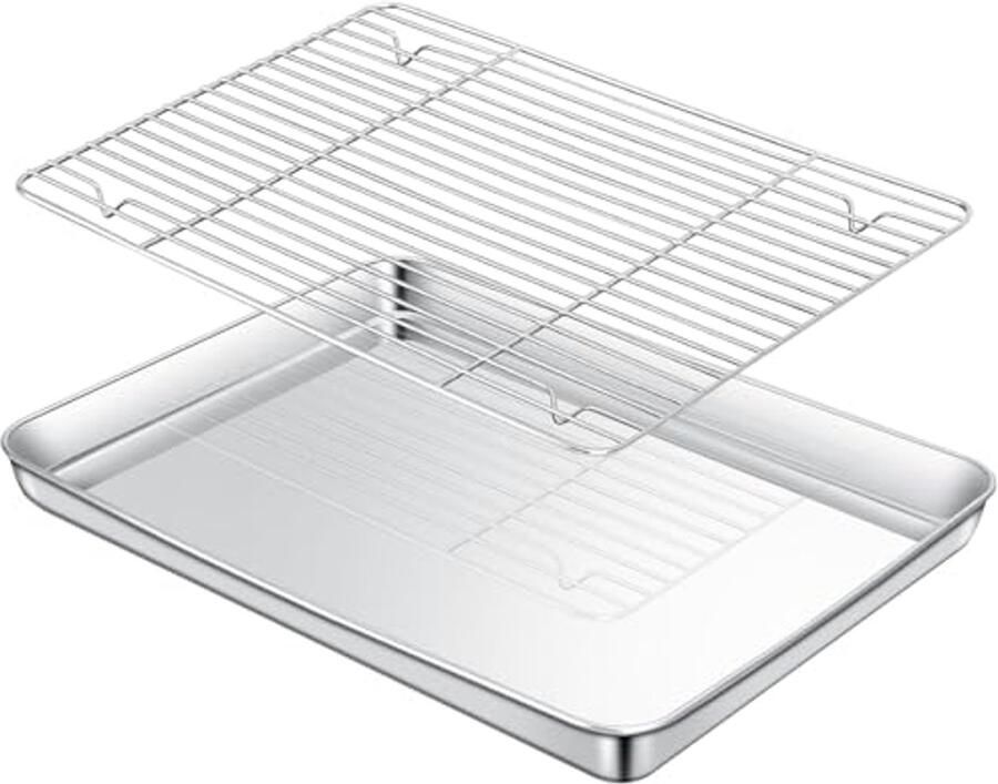 Bakplaat van roestvrij staal met afkoelrooster 40x30 cm Antiaanbaklaag en gemakkelijk schoon te maken