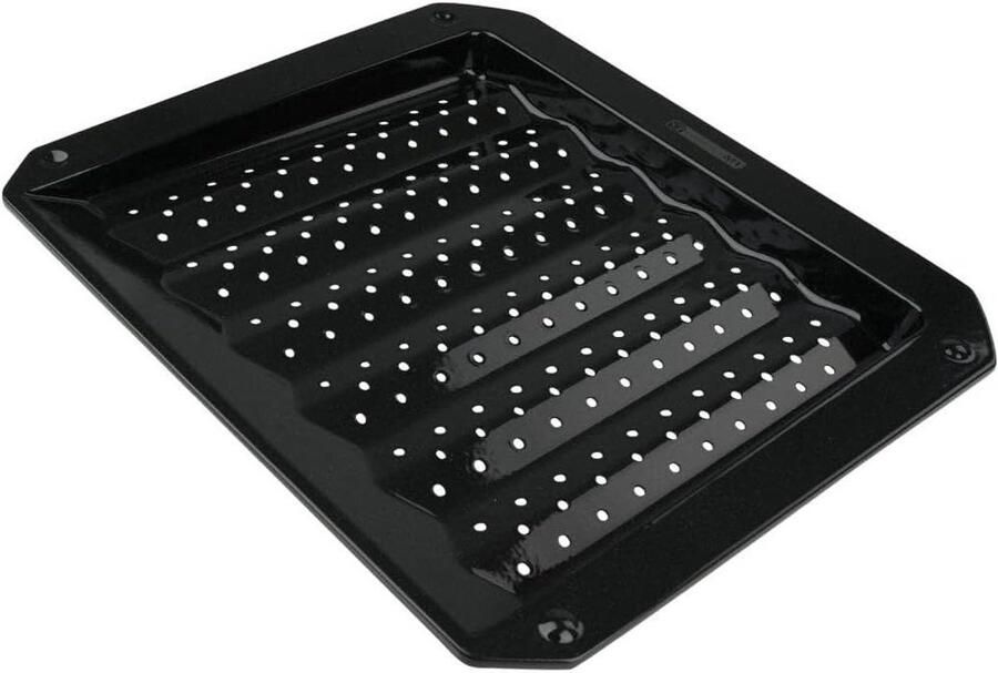 Bakplaat voor Oven Grillplaat Ovenschaal Barbecue Koken Gegolfd Geperforeerd Design 38 x 33 cm Zwart - Foto 1