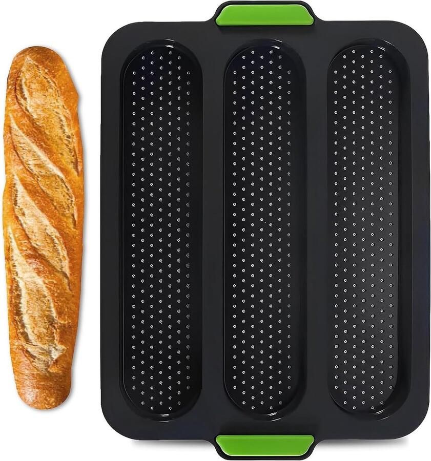 Bakplaat voor Stokbrood met 3 Holtes Geperforeerde Anti-aanbakvorm voor Perfecte Resultaten