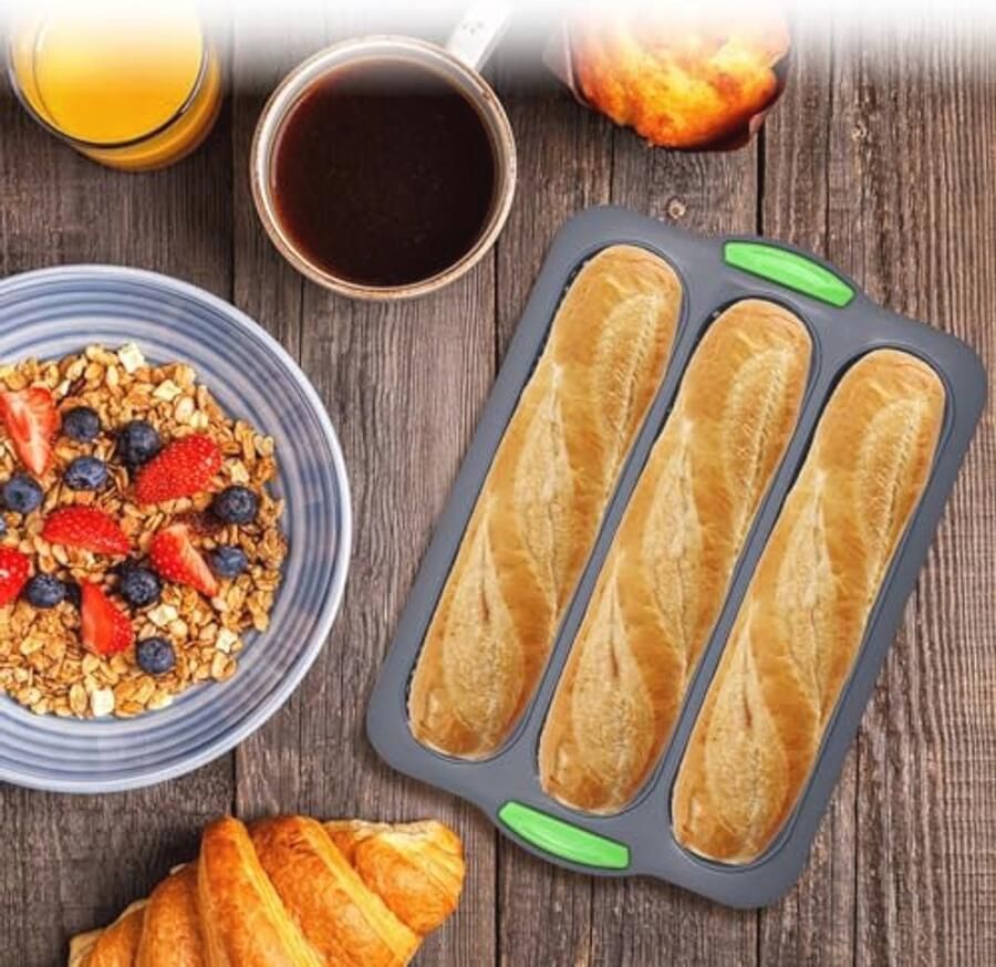 Bakplaat voor Stokbrood met 3 Holtes Geperforeerde Anti-aanbakvorm voor Perfecte Resultaten