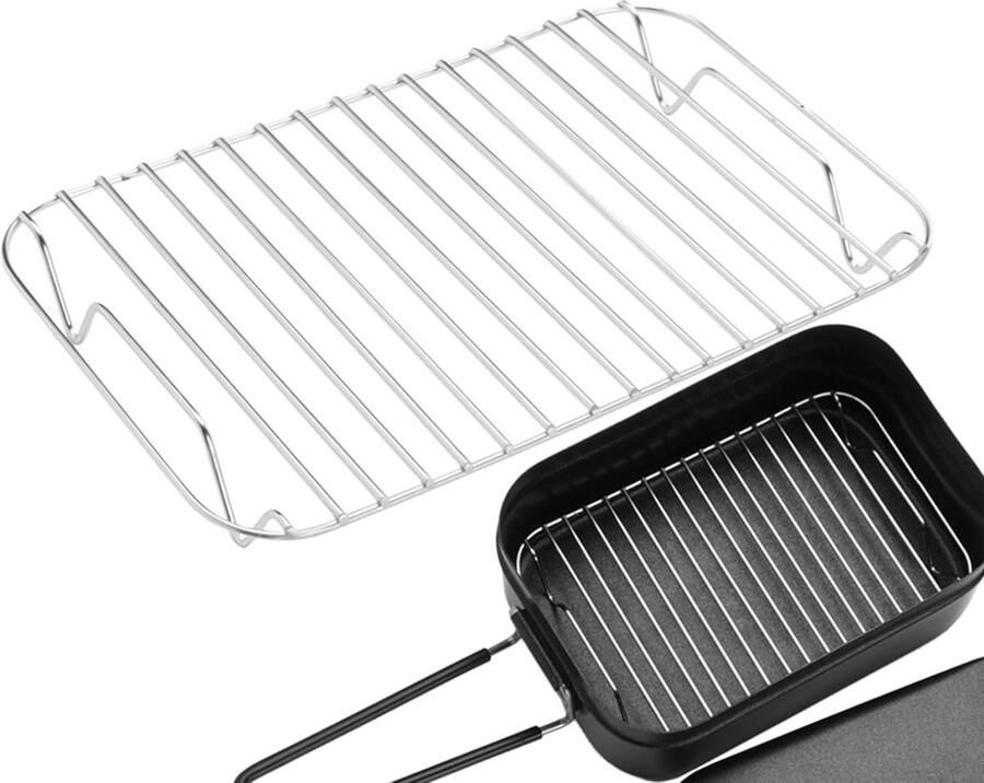 Bakplaat Warmhoudrek Grillinzetstuk Kookstandaard Bakken Braden Grillen Roestvrij Staal 17.8 x 12 cm Zilver