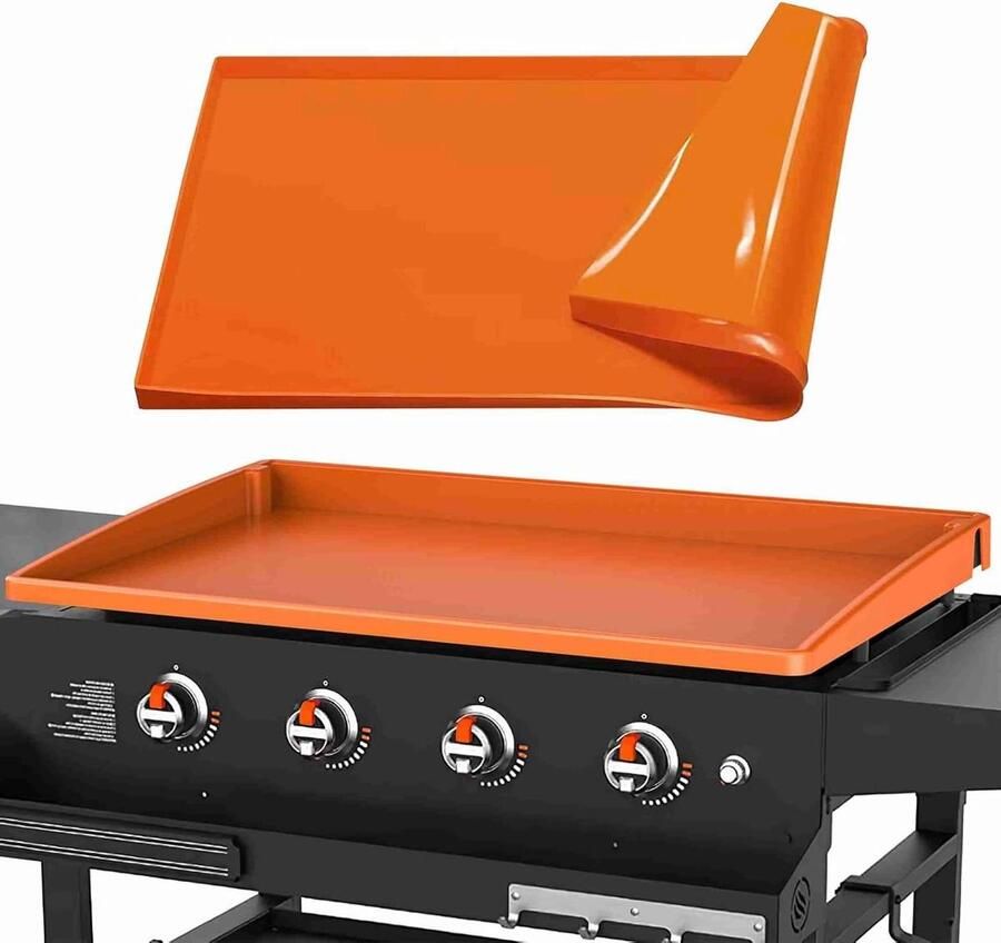 Bakplaatmat Siliconen Grillafdekking Buiten Bescherming Bakplaat Volledige Wrap Guards 22 inch Oranje