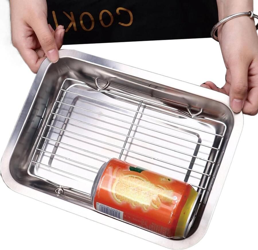 Bakplaatpan Roestvrij Staal Ovenschaal Bakblik Bakken En Grillen Met Antiaanbaklaag 27x20x48cm Zilver - Foto 1