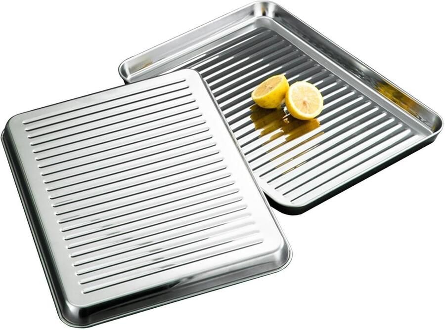Bakplaten Koekjes Oven Platen Bakken en Braden Geribbeld Non-stick 44x32 cm Zilver